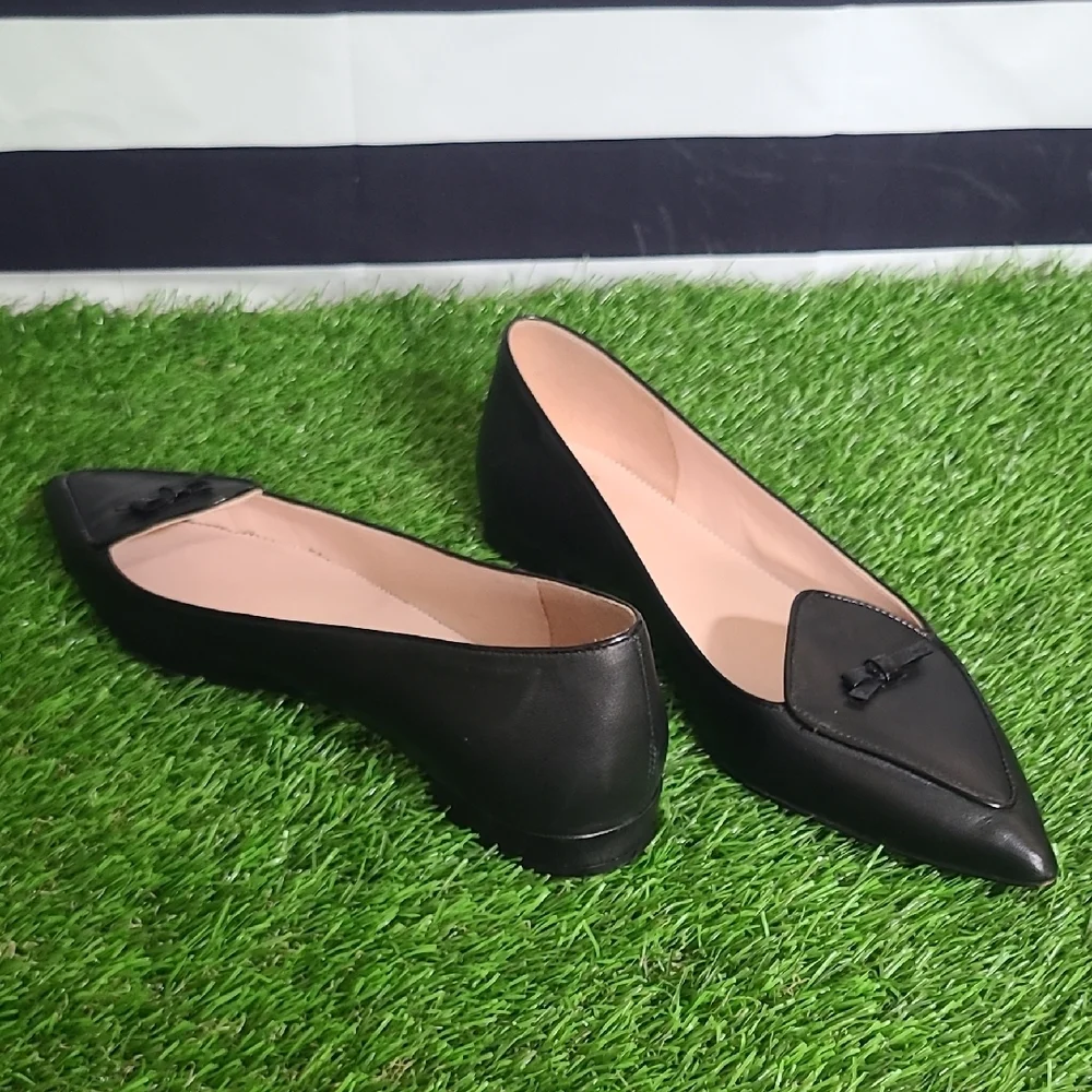 Black Leather Women's Flats